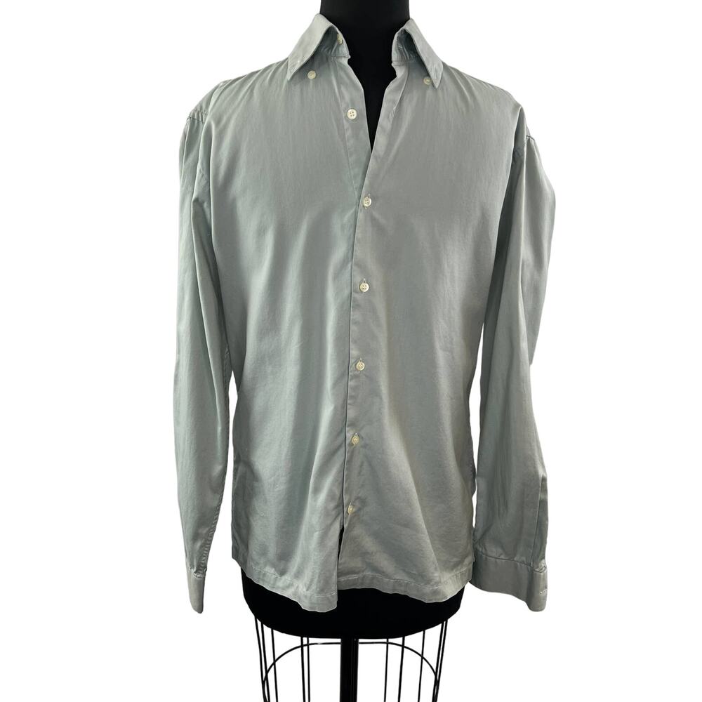 BOSS HUGO BOSS Mens Green Long Sleeve Button Down Collared Shirt Size 37